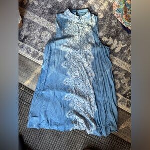 Way-In Sleeveless Blue Printed Dress with Halter Neck